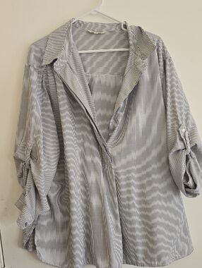 Max Studio Black and White Striped Top